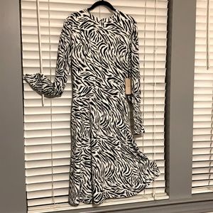Zebra long sleeve midi dress